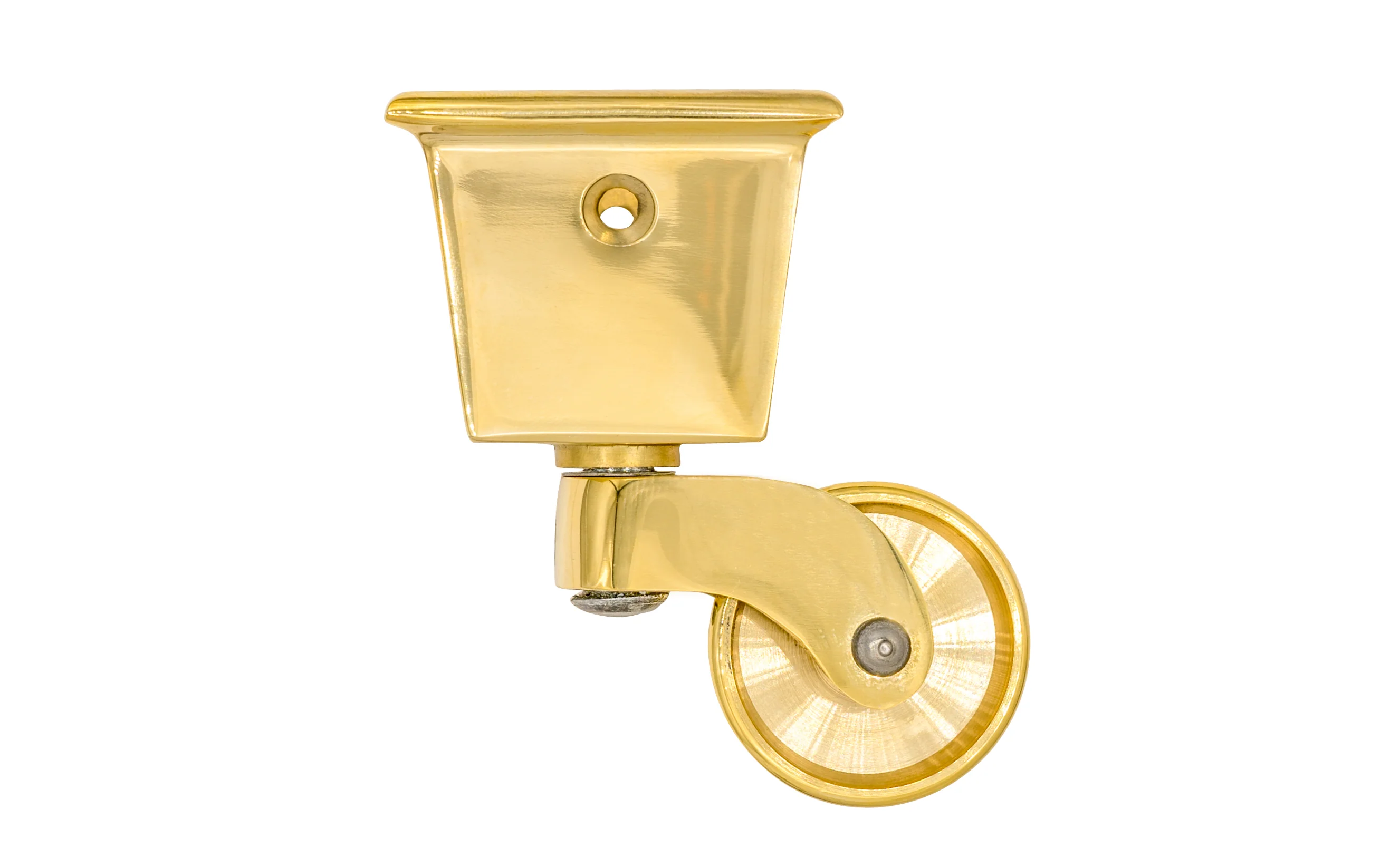 Solid Brass Square Socket Caster ~ 1-1/4" Wheel - Image 5