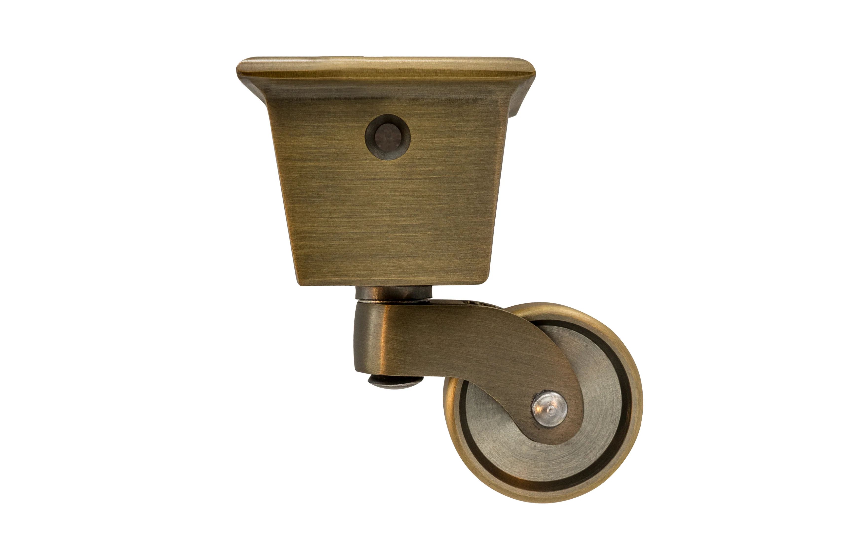 Solid Brass Square Socket Caster ~ 1-1/4" Wheel - Image 6