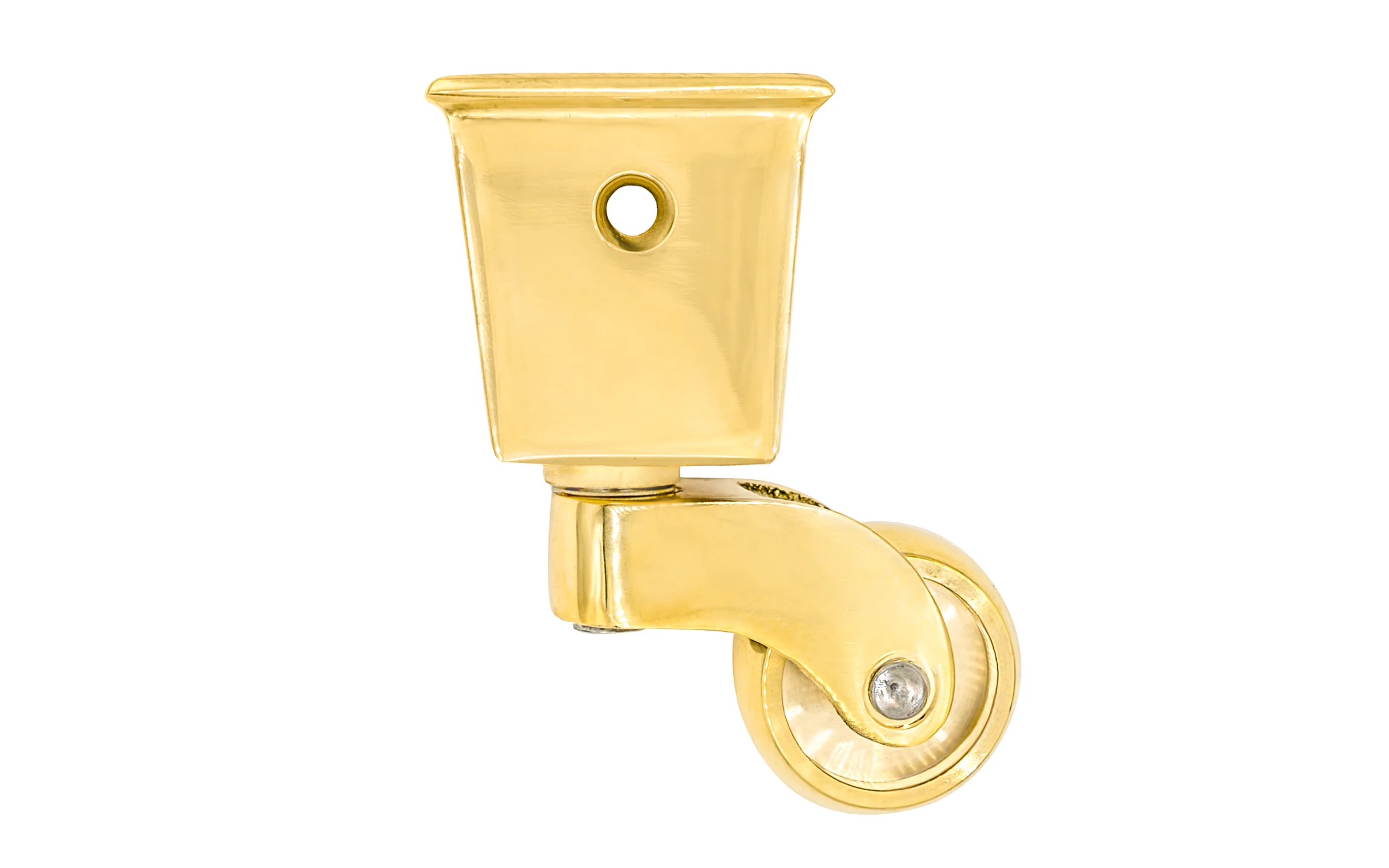 Solid Brass Square Socket Caster ~ 1" Wheel - Image 4