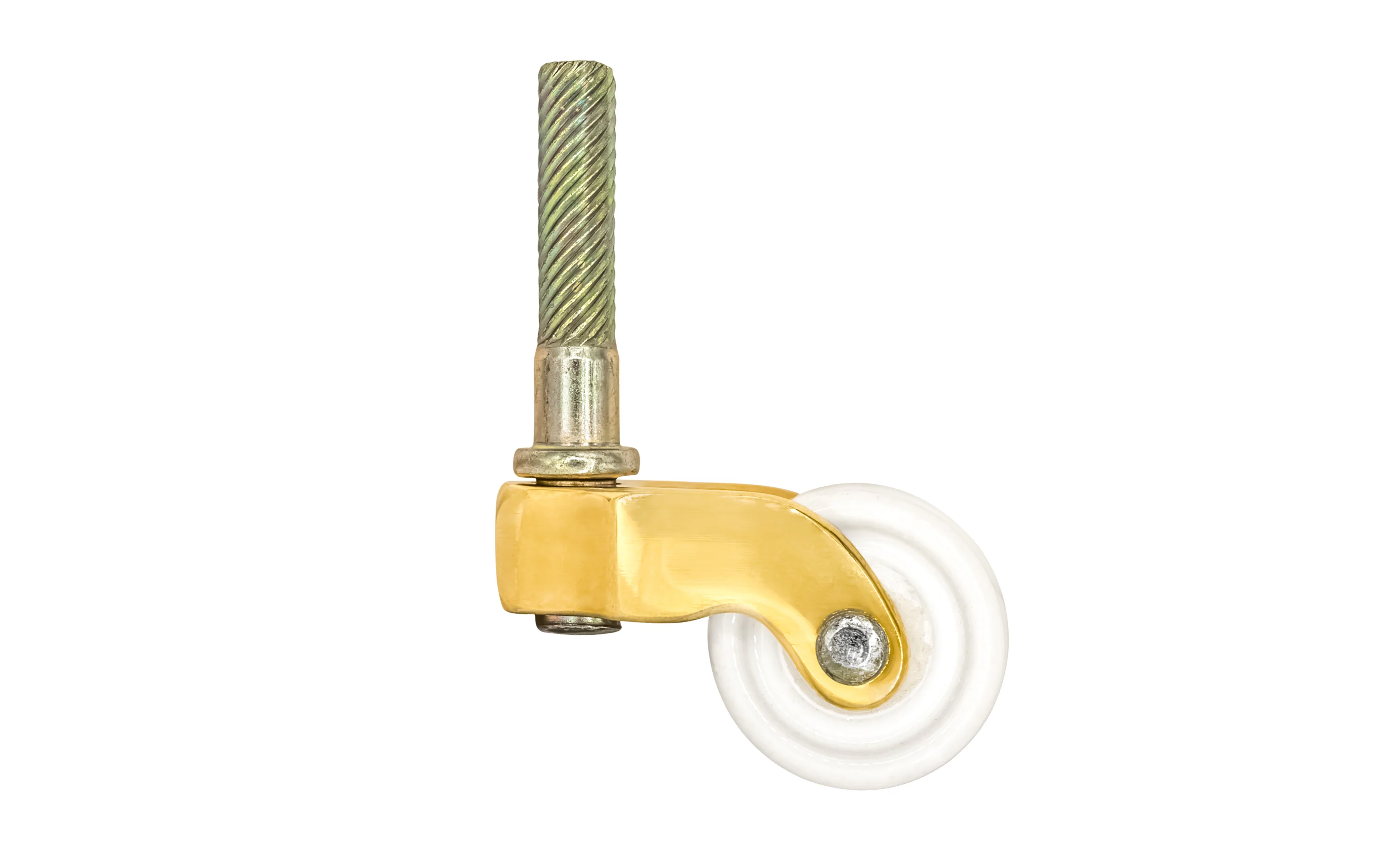 Solid Brass Stem Caster With Porcelain Wheel ~ 1-1/8" Wheel - Image 2
