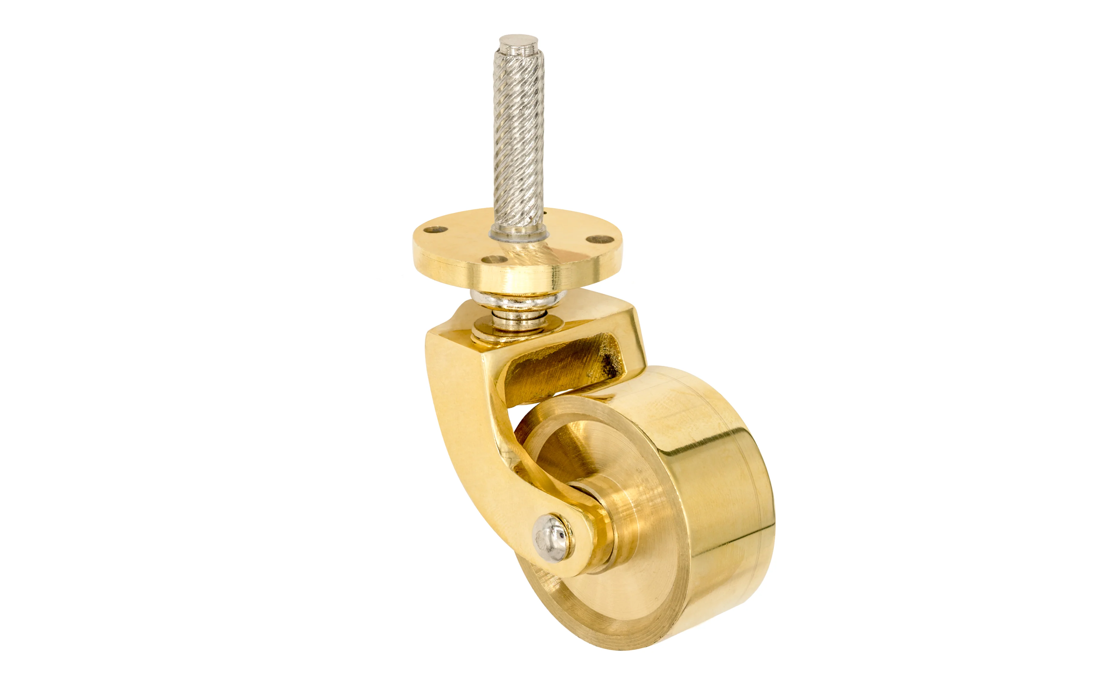 Solid Brass Stem & Plate Caster ~ 1-3/8" Wheel - Image 2