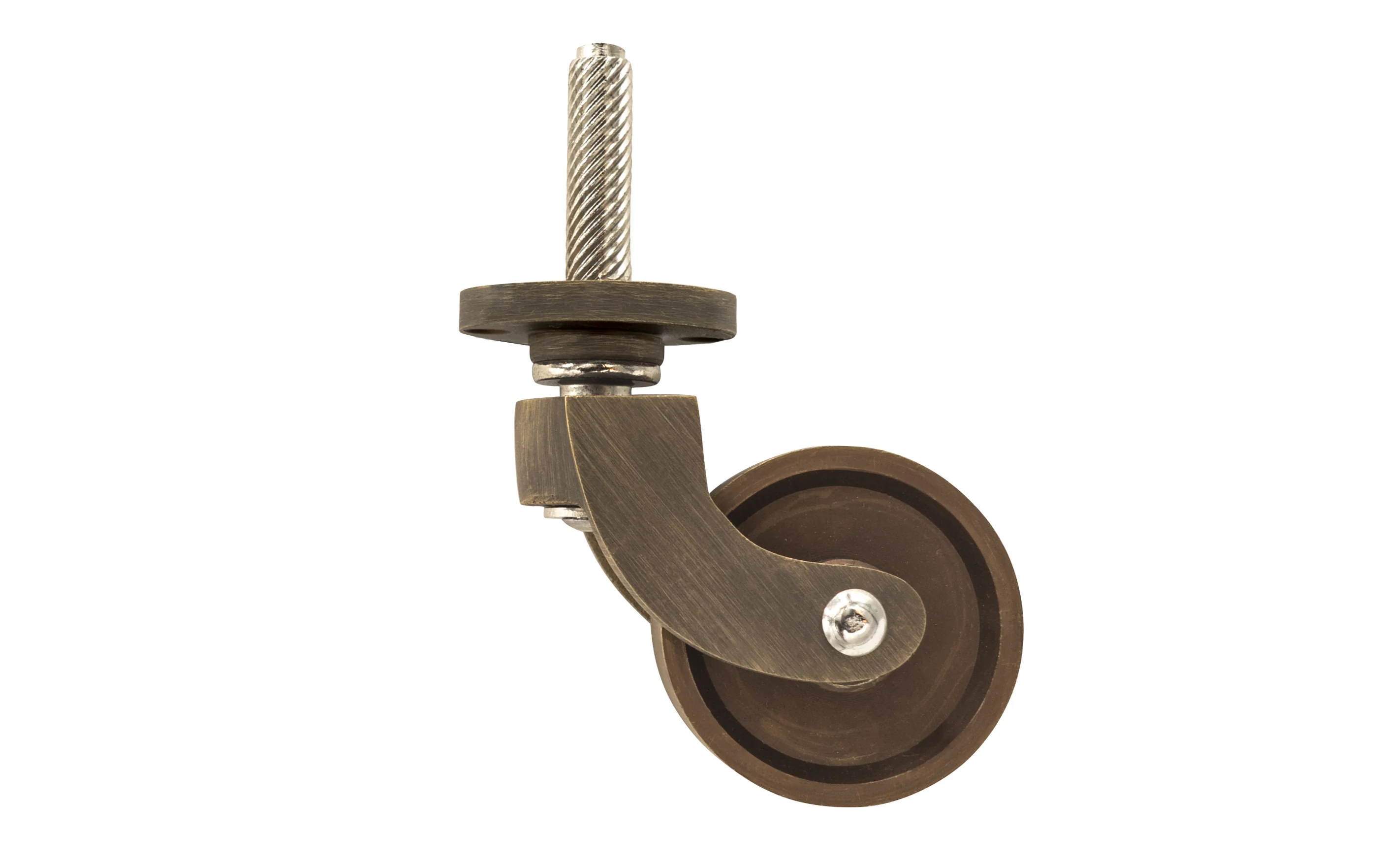 Solid Brass Stem & Plate Caster ~ 1-3/8" Wheel - Image 3
