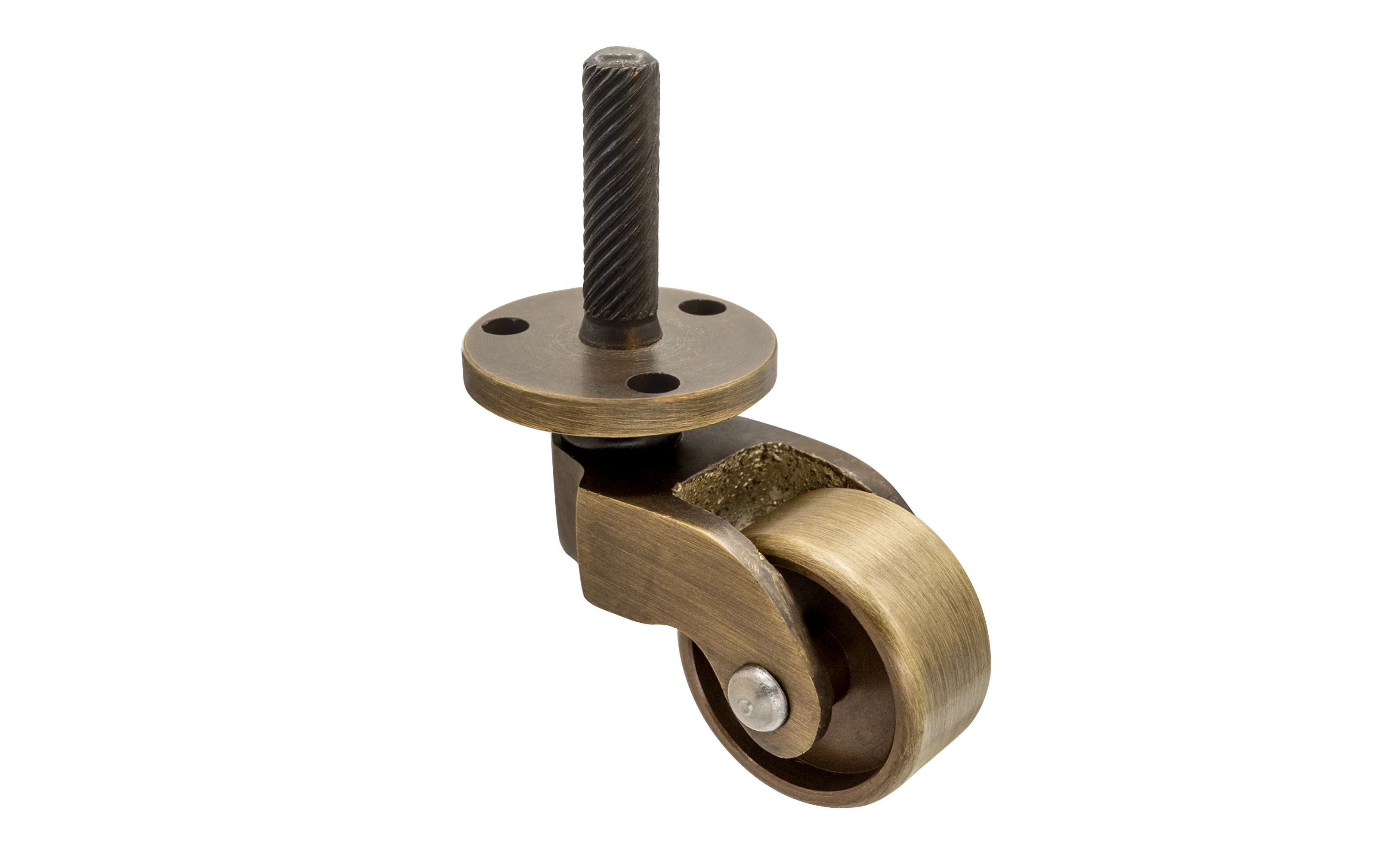 Solid Brass Stem & Plate Caster ~ 1" Wheel - Image 2