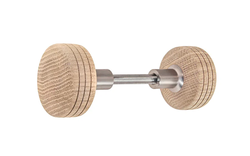 Solid Oak Wood Doorknob Set ~ Round Box Style - Image 2