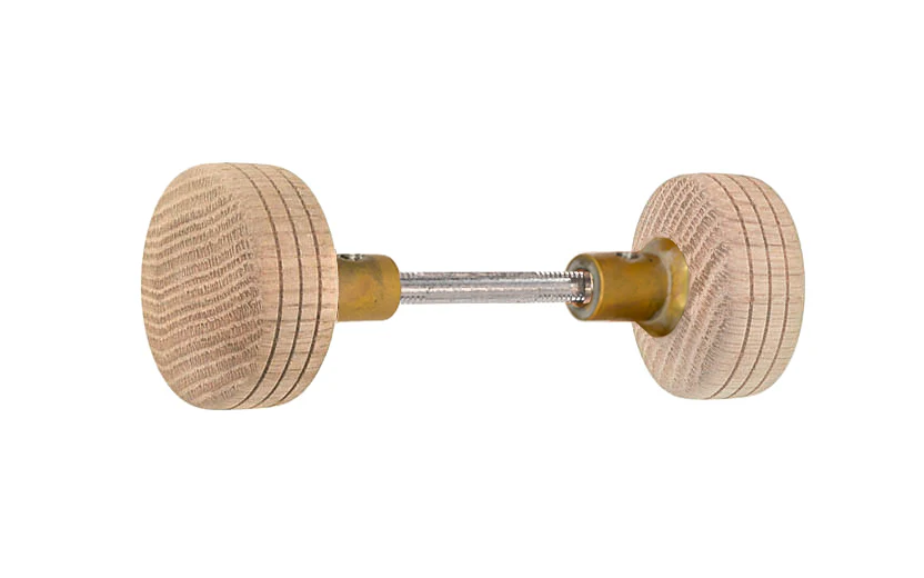 Solid Oak Wood Doorknob Set ~ Round Box Style - Image 3