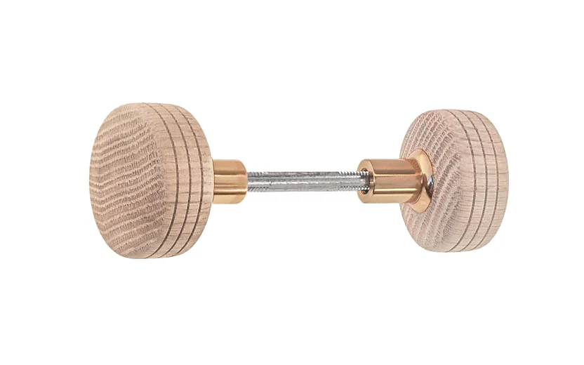 Solid Oak Wood Doorknob Set ~ Round Box Style - Image 4