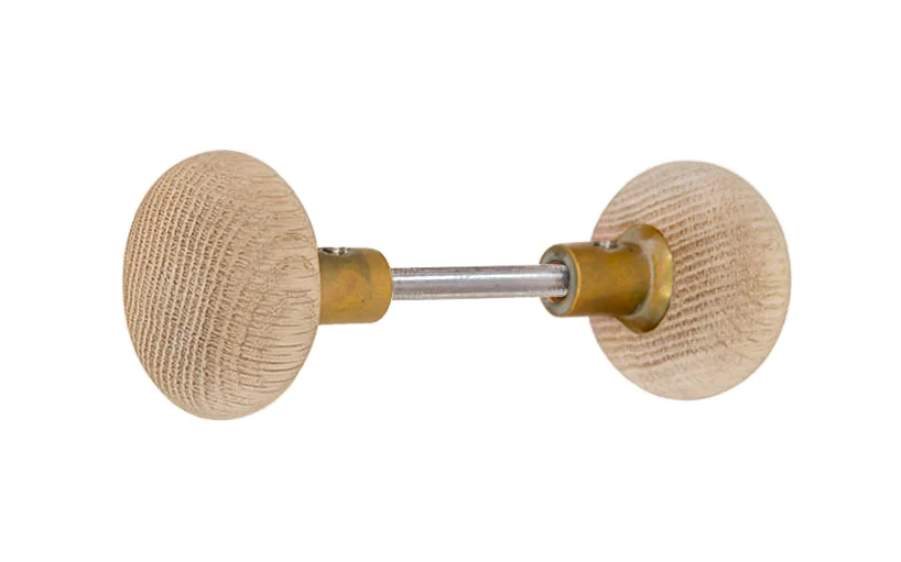 Solid Oak Wood Doorknob Set ~ Round Style - Image 3