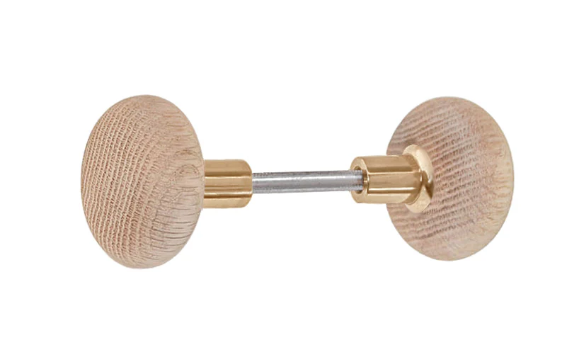 Solid Oak Wood Doorknob Set ~ Round Style - Image 4