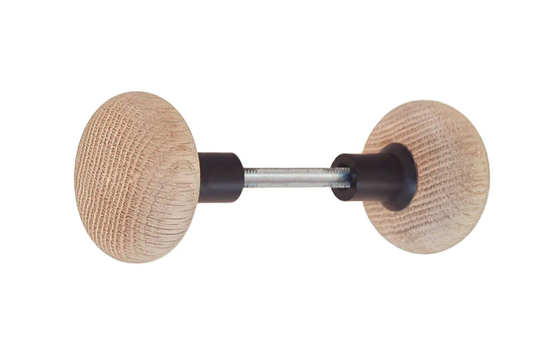 Solid Oak Wood Doorknob Set ~ Round Style - Image 6