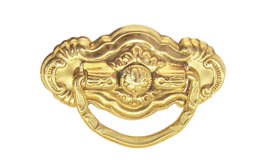Stamped Brass Colonial Revival-Style Drop Pull ~ 2-1/2" x 1-3/8" - Image 2