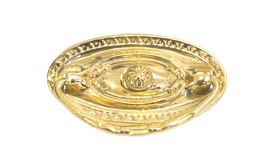Stamped Brass Colonial Revival-Style Drop Pull ~ 3" x 1-1/2" - Image 2