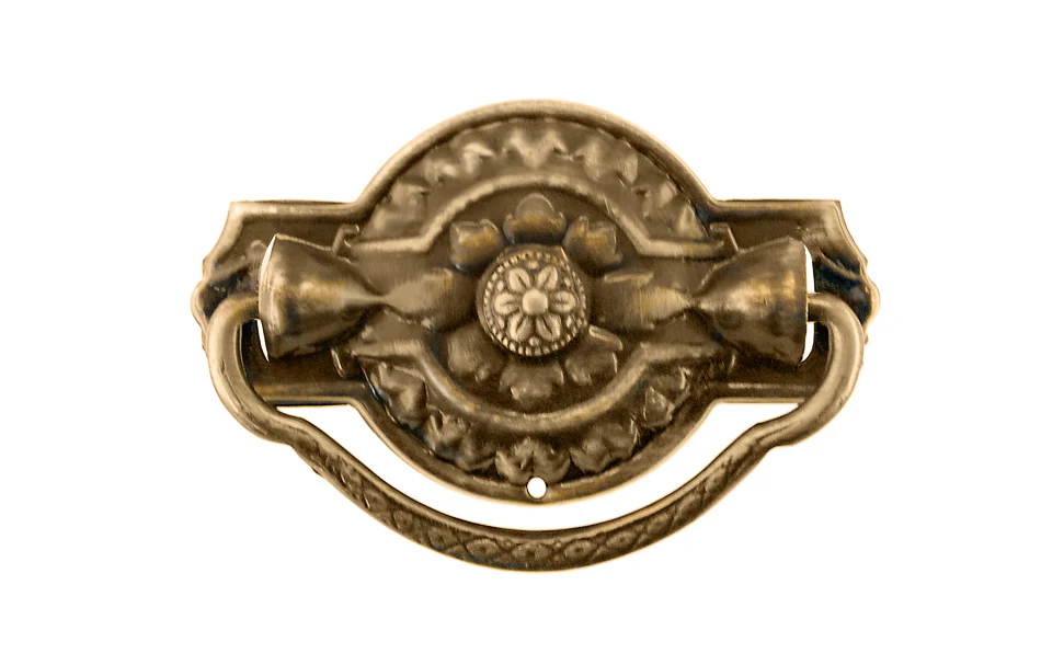 Stamped Brass Colonial Revival-Style Drop Pull ~ 3" x 1-7/8" - Image 2