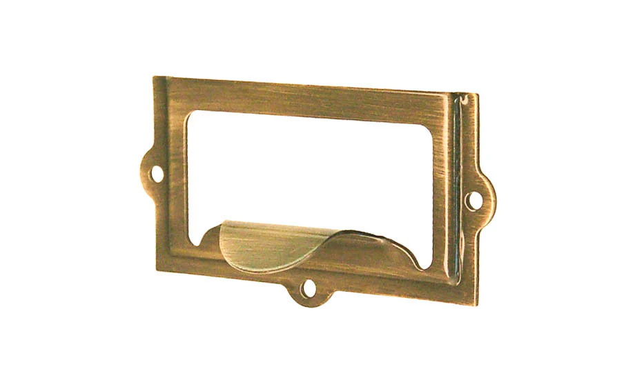 Stamped Brass Label Holder with Pull ~ 2-3/8" x 1-1/4" - Image 2
