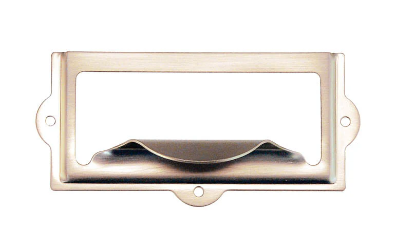 Stamped Brass Label Holder with Pull ~ 3-1/8" x 1-1/2"