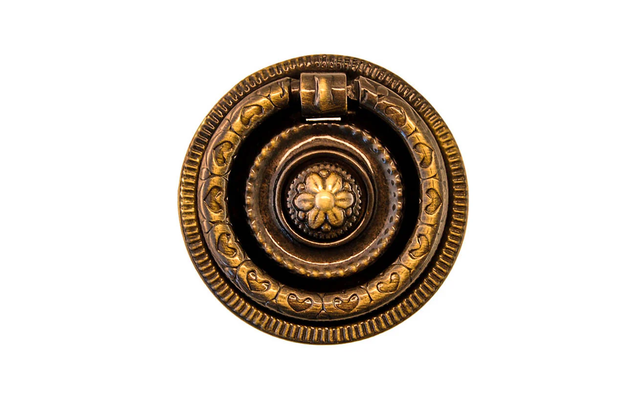 Stamped Brass Ornate Ring Pull ~ Smaller Size - Image 2