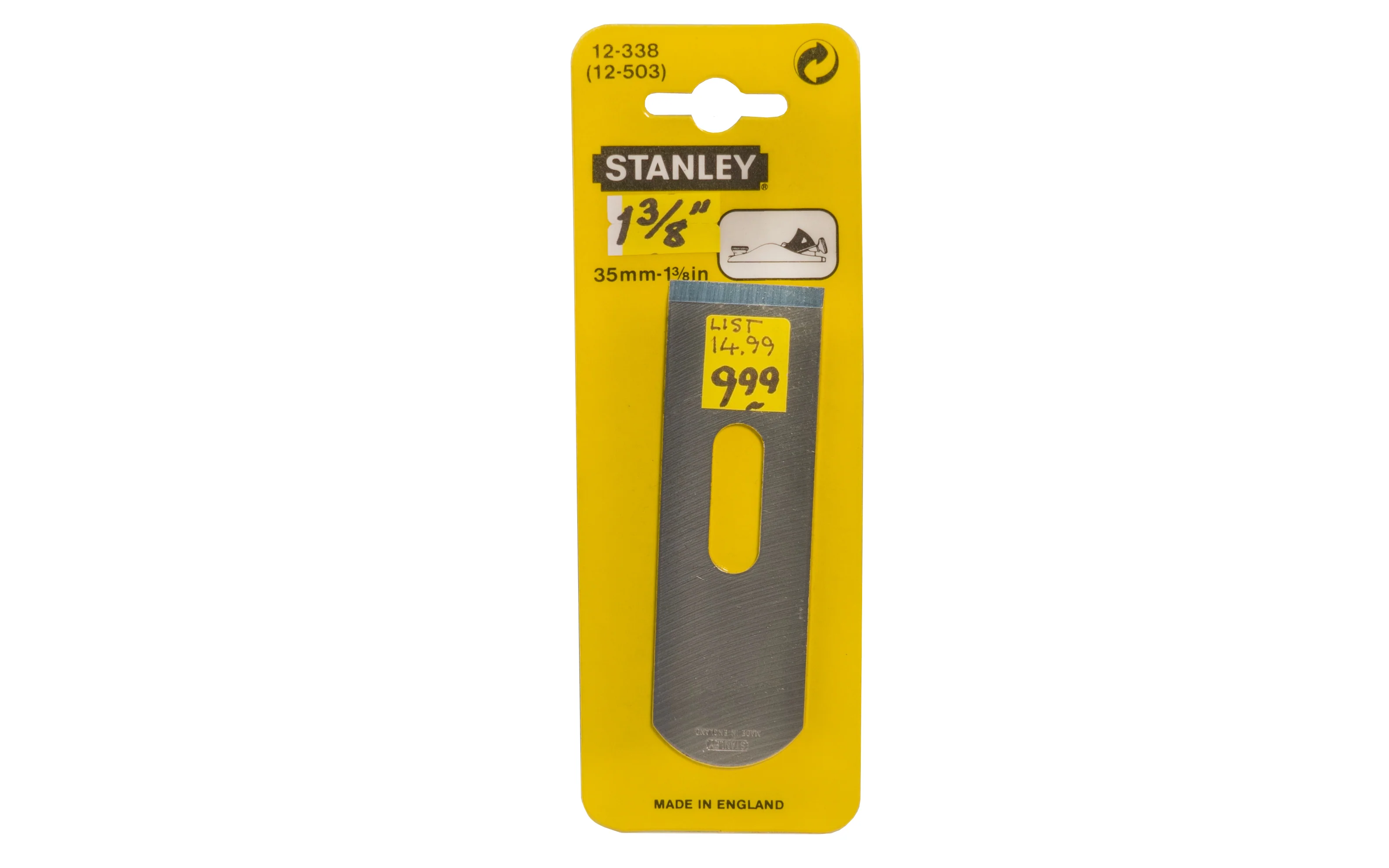 Stanley 1-3/8" (35 mm) Replacement Plane Iron - 12-503 - Made in England