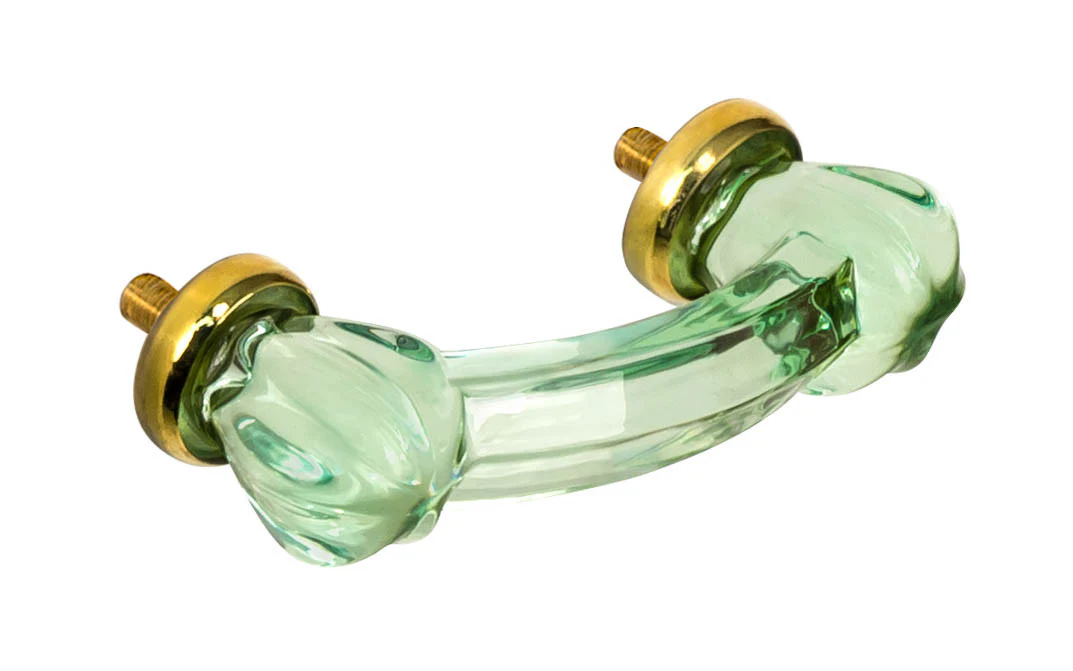 Star-Shaped Glass Drawer Pull ~ Depression Green