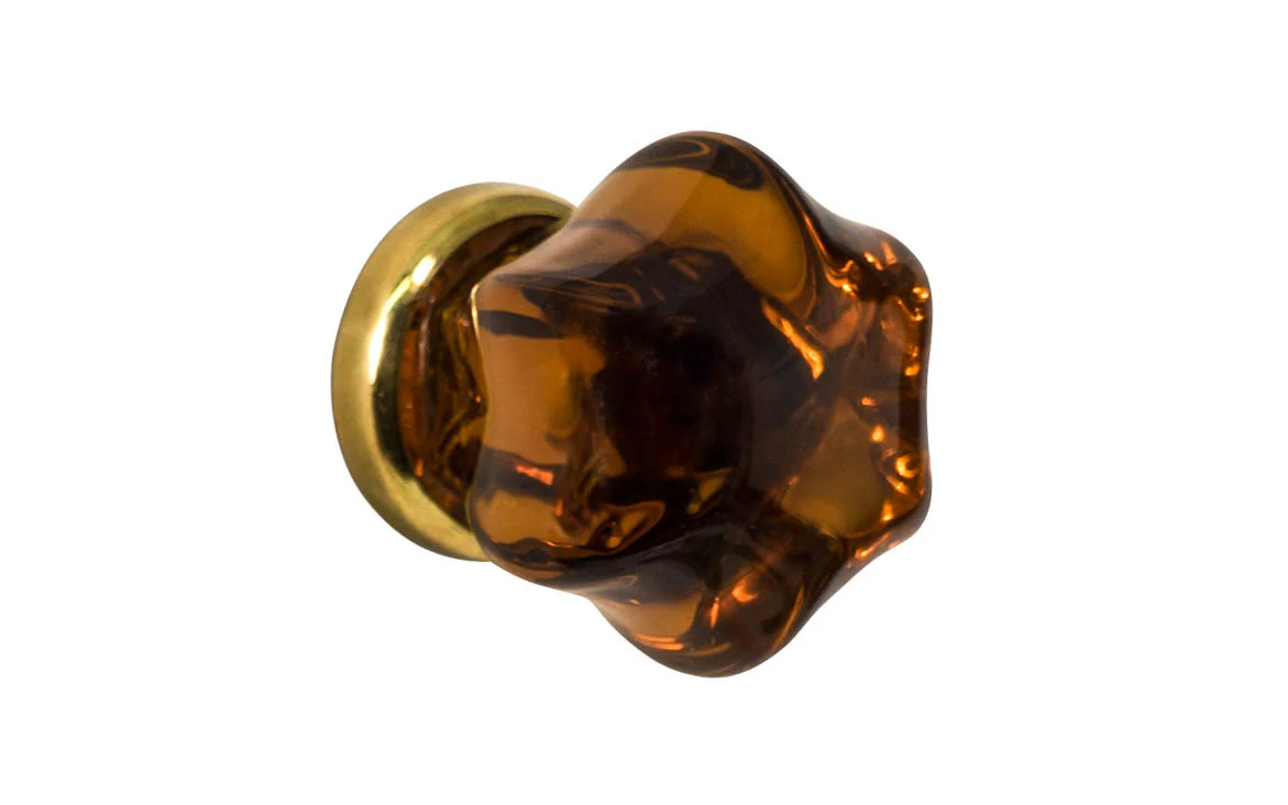 Star-Shaped Glass Knob ~ Amber
