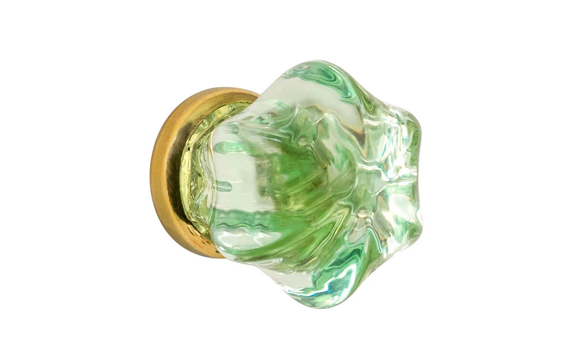 Star-Shaped Glass Knob ~ Depression Green