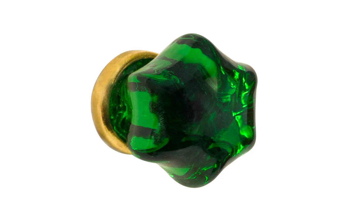 Star-Shaped Glass Knob ~ Forest Green