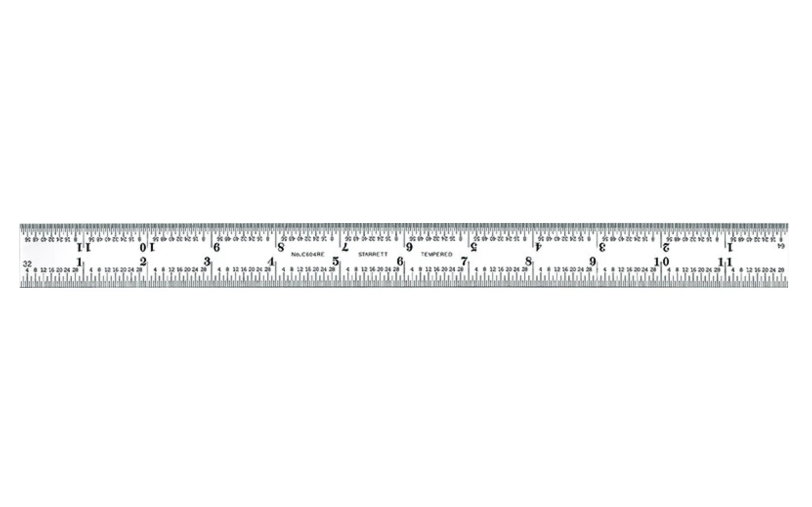Starrett 12" End Read Rule - 1/8", 1/16", 1/32", 1/64" Grads