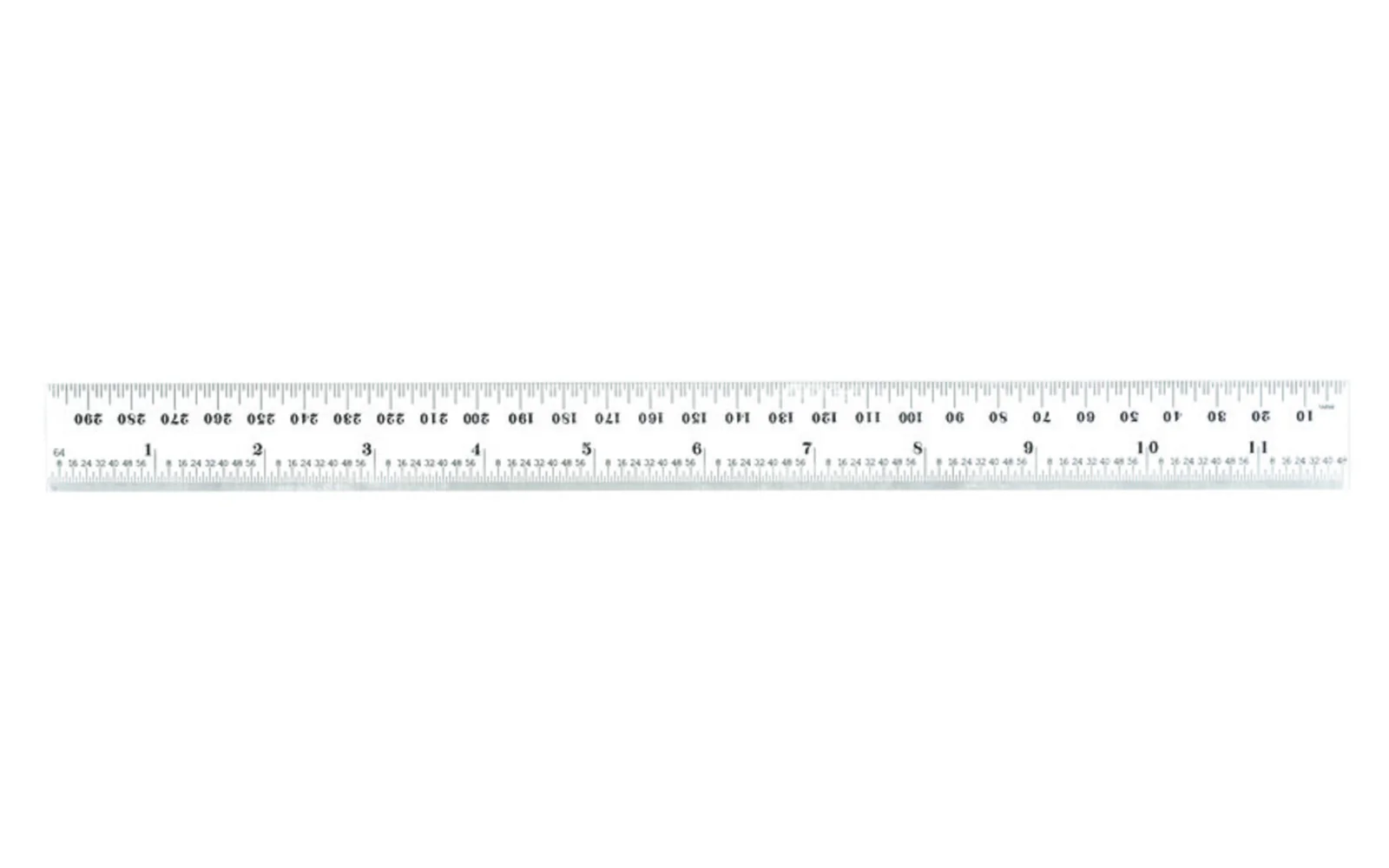 Starrett 12" Metric & Inch Rule - 1.0 MM, 0.5 MM / 1/32", 1/64" Grads - Image 2