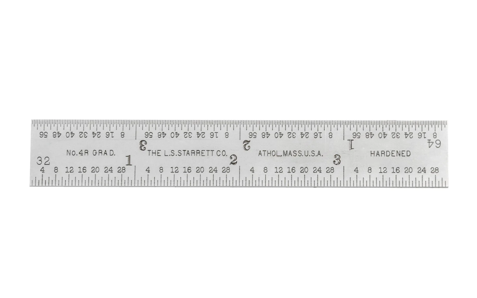 Starrett 4" Blade for Combo Square - 1/8", 1/16", 1/32", 1/64" Grads - Image 2