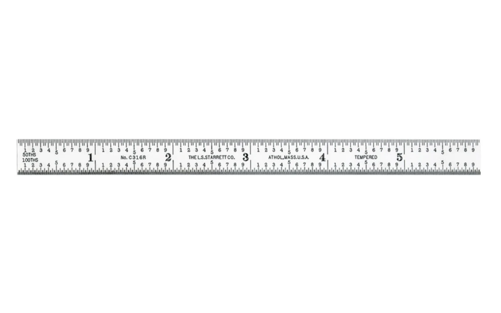 Starrett 6" Narrow Flexible Rule - 1/32", 1/64", 1/50", 1/100" Grads