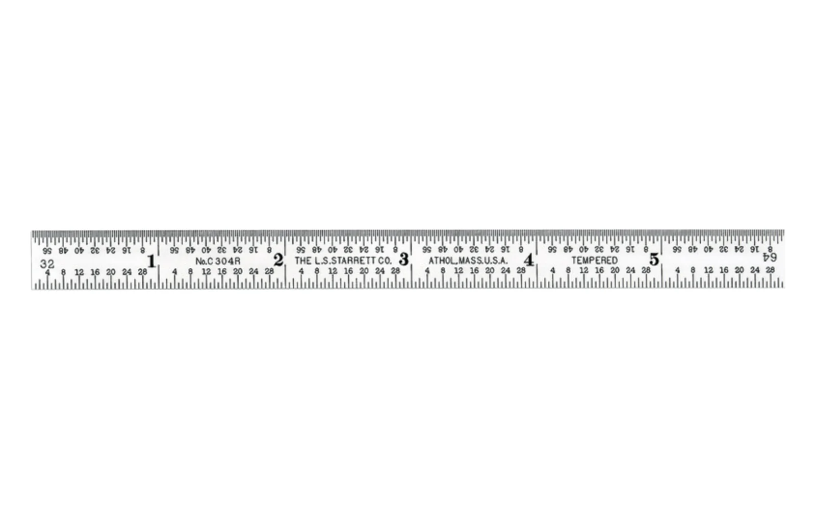 Starrett 6" Narrow Flexible Rule - 1/8", 1/16", 1/32", 1/64" Grads