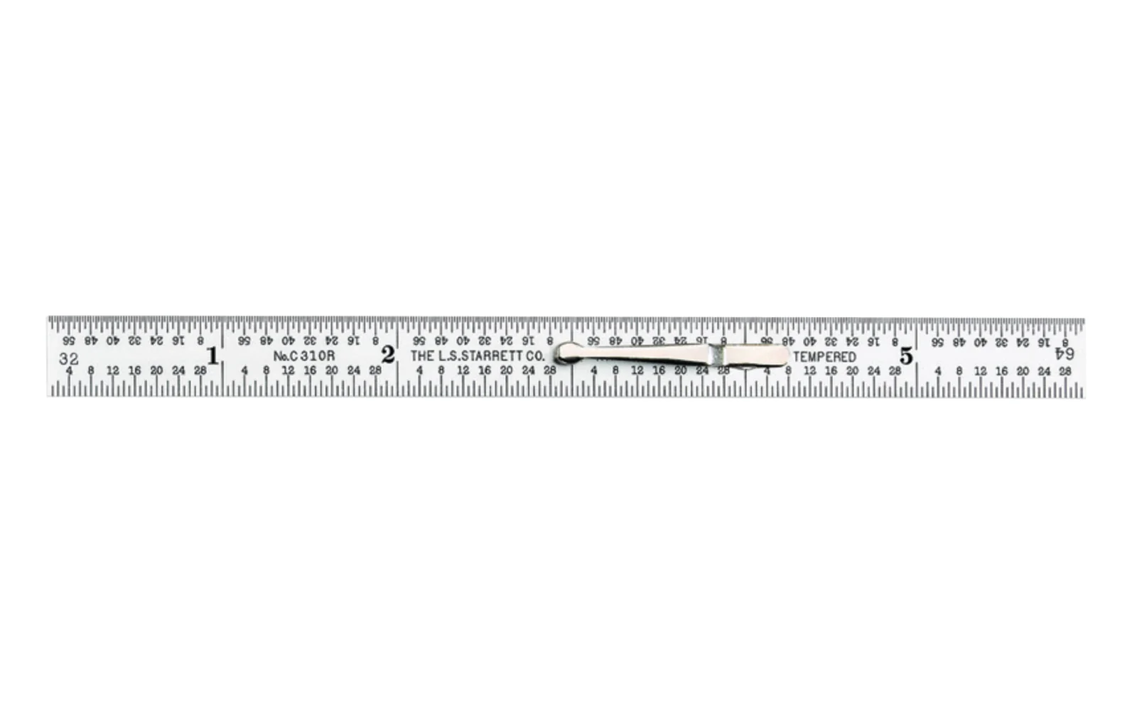 Starrett 6" Pocket Clip Rule - 1/32", 1/64", 4R Grads