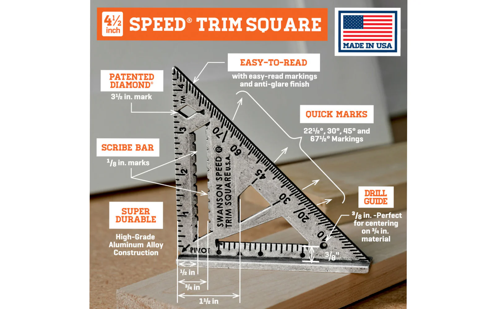 Swanson 4-1/2" Speed Trim Square - Image 4