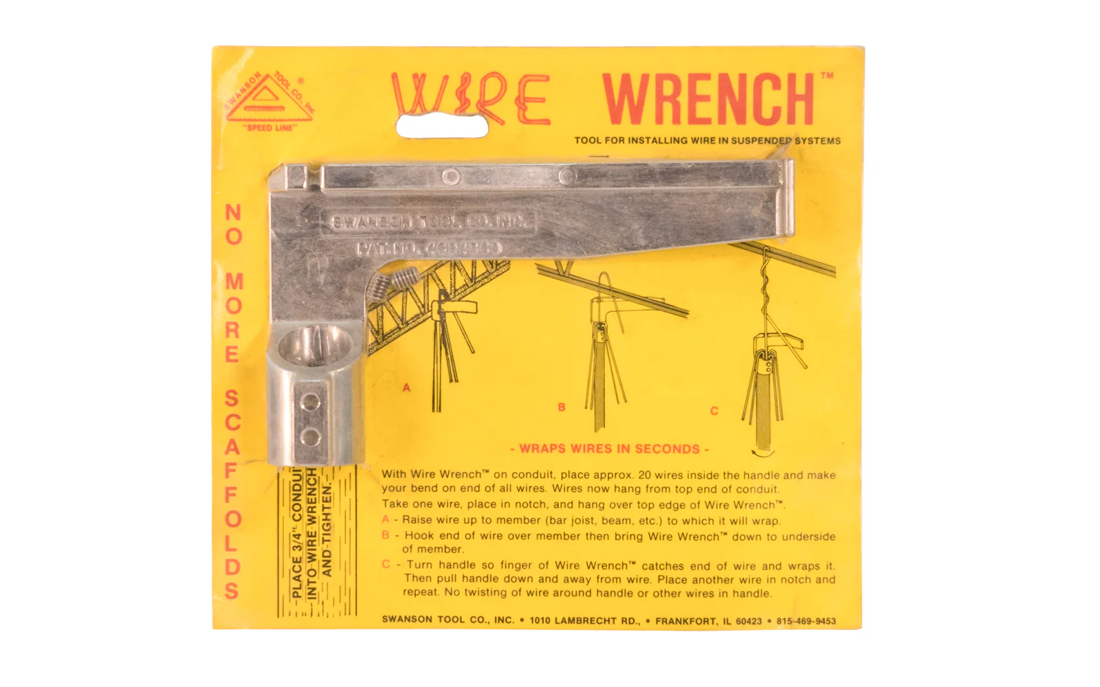 Swanson "Wire Wrench" Tool for Installing Wire in Suspended Systems