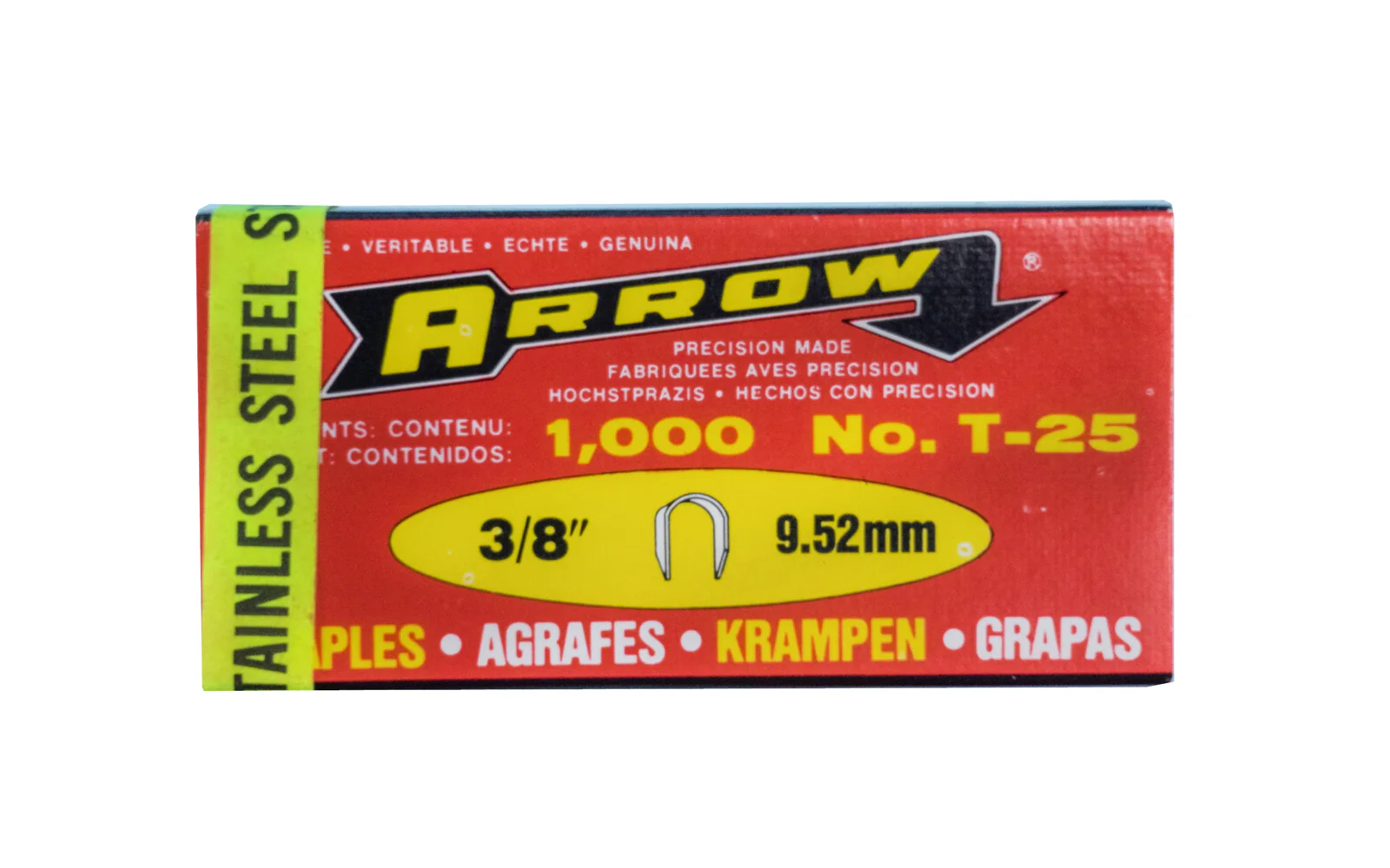 T-25 Arrow 3/8" Stainless Staples - 1000 Pack