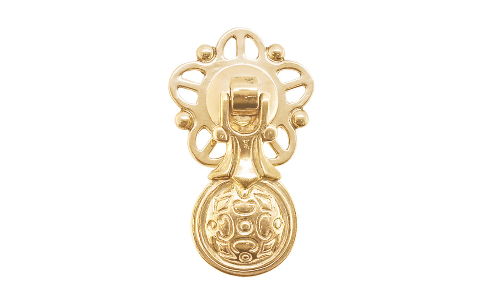 Unlacquered Brass "Colonial Revival" Pendant Pull - 1-1/2" Diameter Backplate