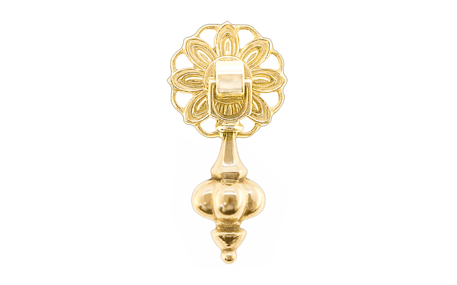 Unlacquered Brass "Colonial Revival" Pendant Pull - 1-3/16" Diameter Backplate
