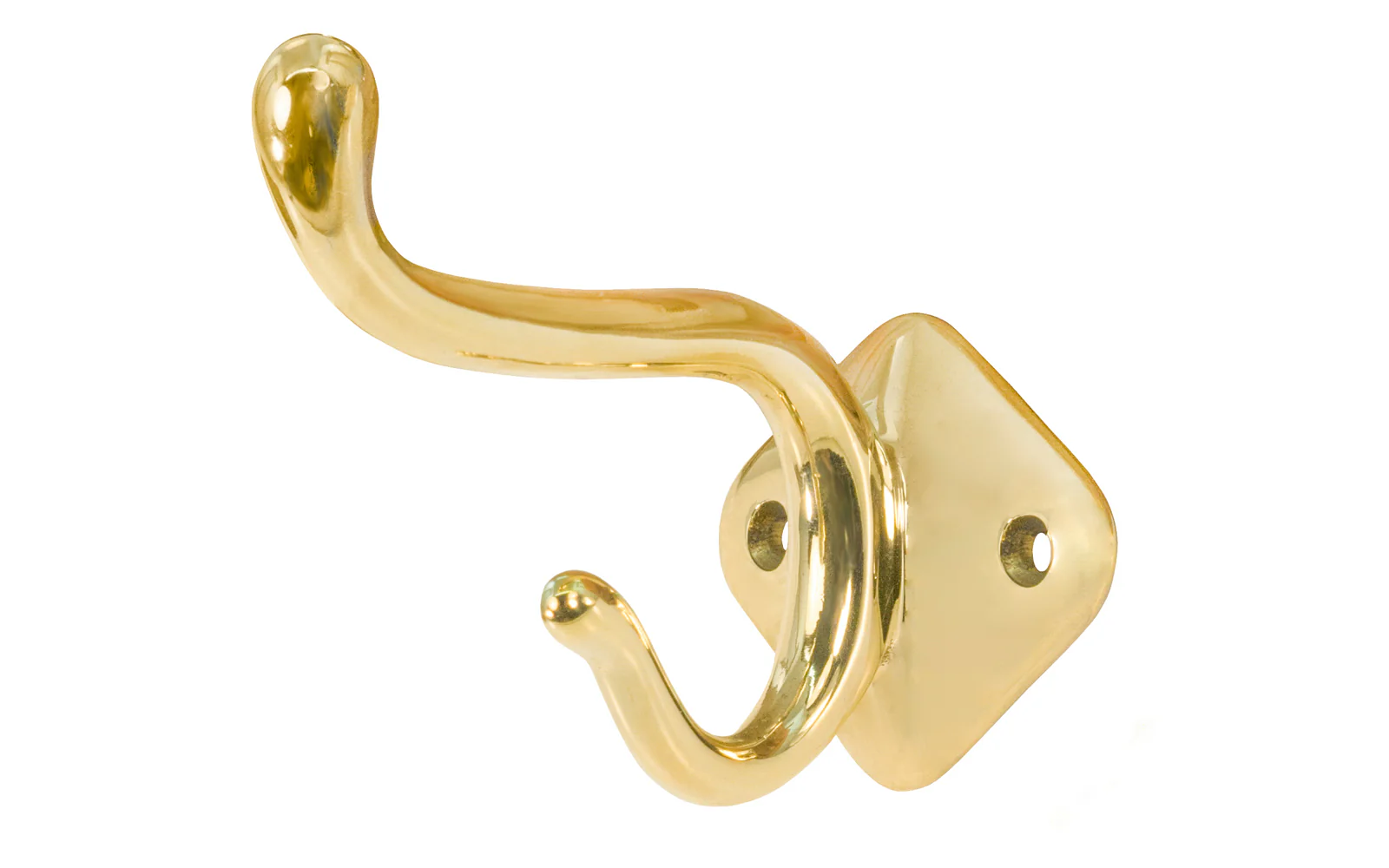 Vintage-Style Solid Brass Double Hook ~ Unlacquered Brass