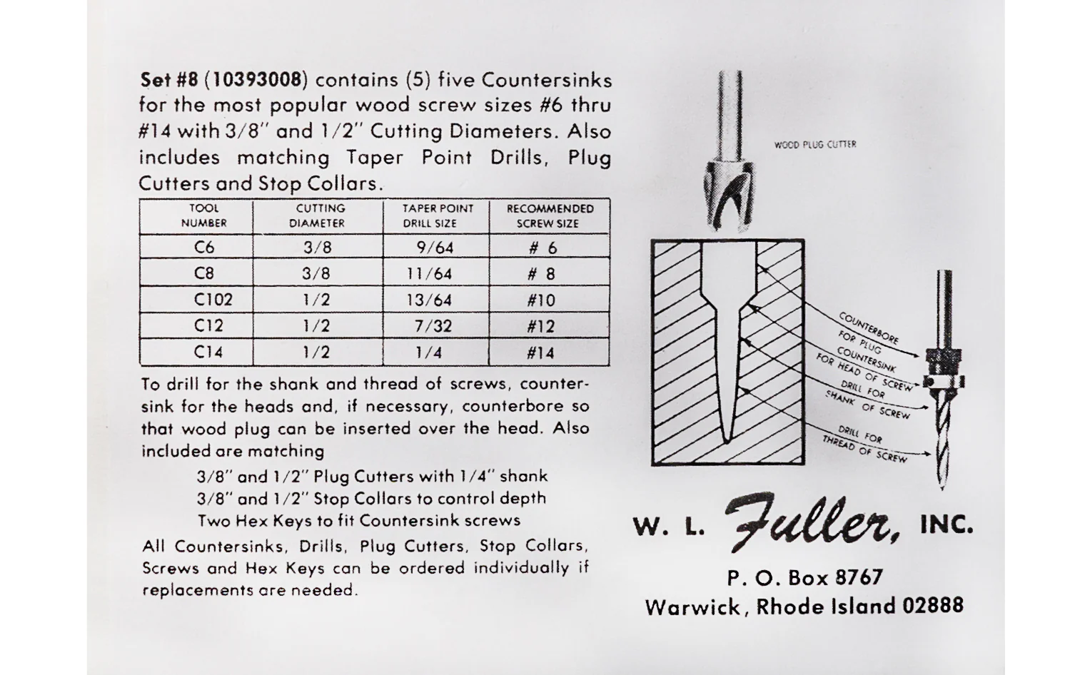 W.L. Fuller No. 8 Set - Countersink & Tapered Drill Bit Set ~ 10393008 - Image 8
