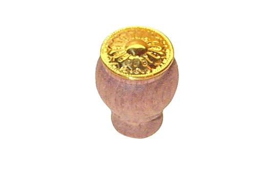Walnut Wood Knob with Brass Plate