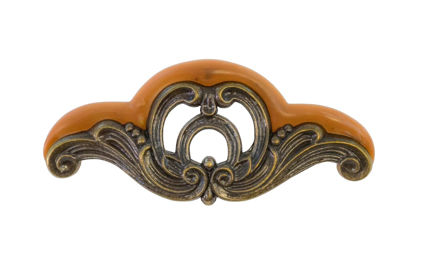 Waterfall-Style Drawer Pull With Bakelite ~ 4-1/2" on Centers