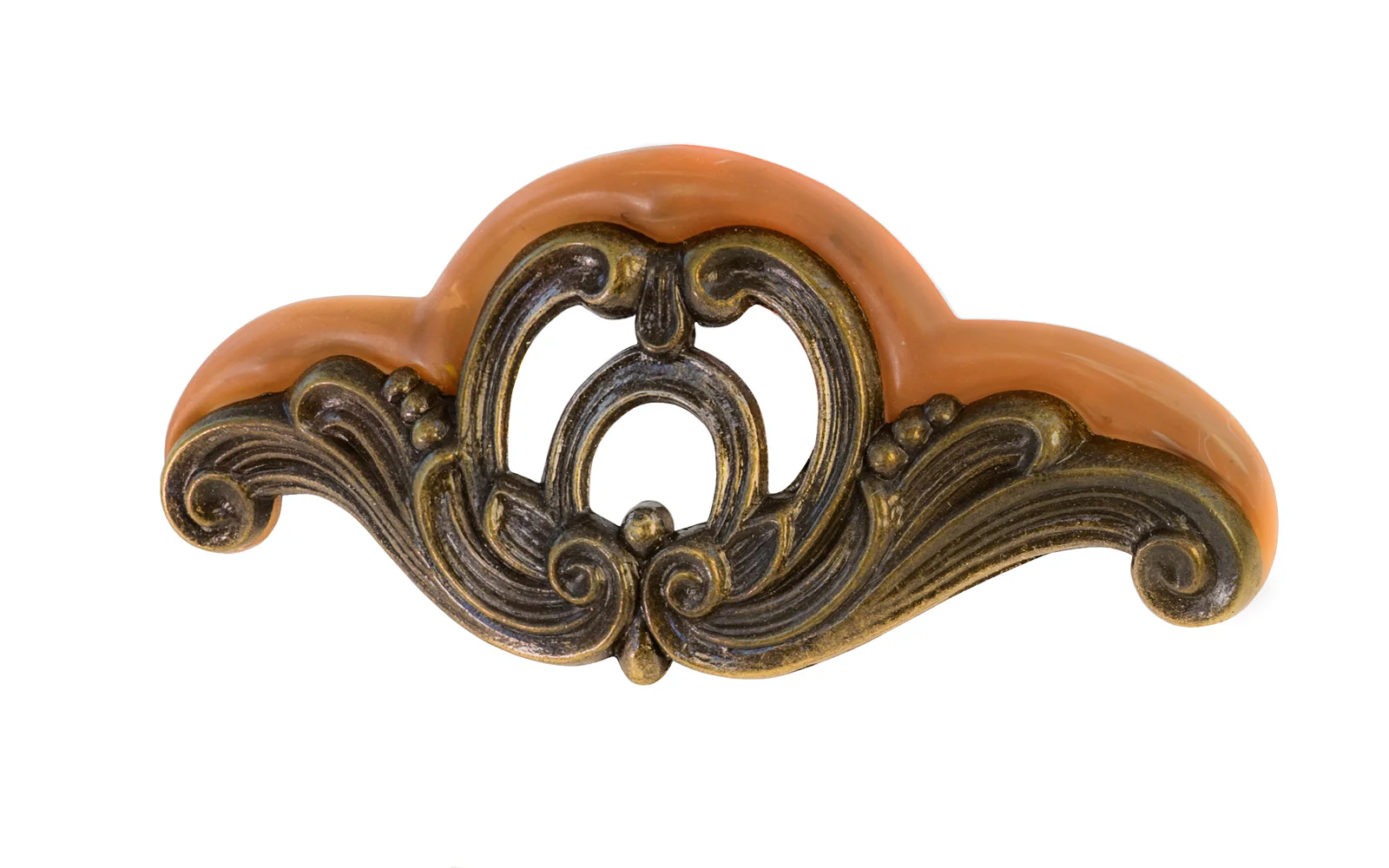 Waterfall-Style Drawer Pull With Bakelite ~ 4-1/2" on Centers - Image 2