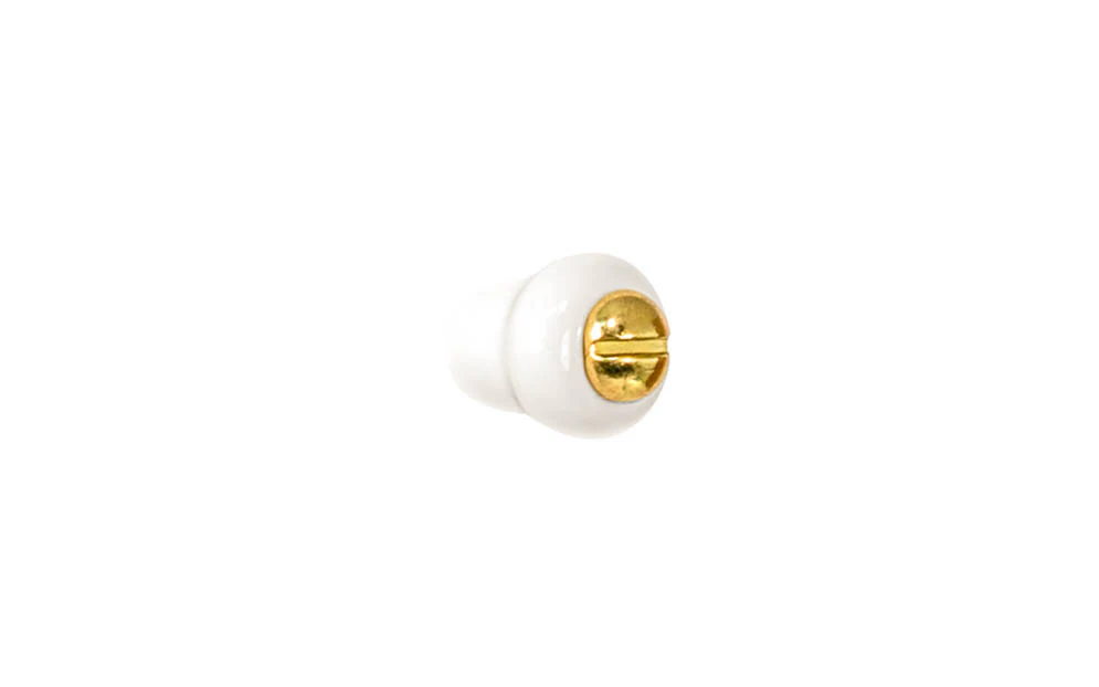 White Porcelain Cabinet Knob with Brass Screw - Image 6